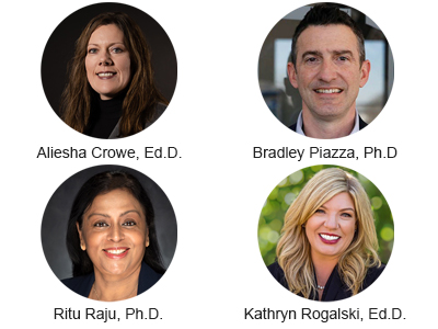 Aliesha Crowe (top left), Bradley Piazza (top right), Ritu Raju (bottom left), Kathryn Rogalski (bottom right)