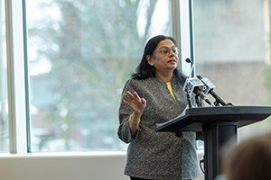 Dr Raju speaks at announcement event